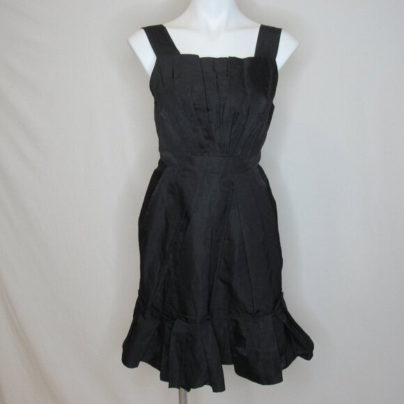 Marc Jacobs Black Linen Silk with Ruffles Cocktail Dress New NWT Women's 8 - Picture 1 of 10